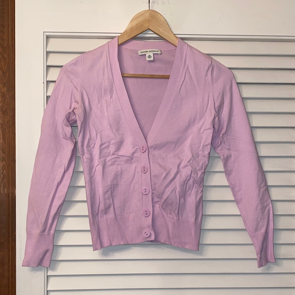 Banana Republic Pink v-neck cotton stretch cardigan